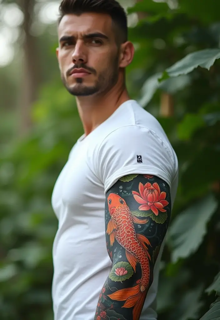 27 Japanese Sleeve Tattoos for Men That Showcase Tradition - 3. The Koi Fish Journey