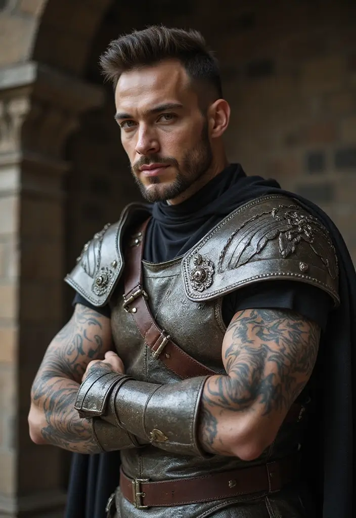 27 Lion Sleeve Tattoos for Men That Represent Courage and Pride - 16. Lion with Armor: The Brave Warrior