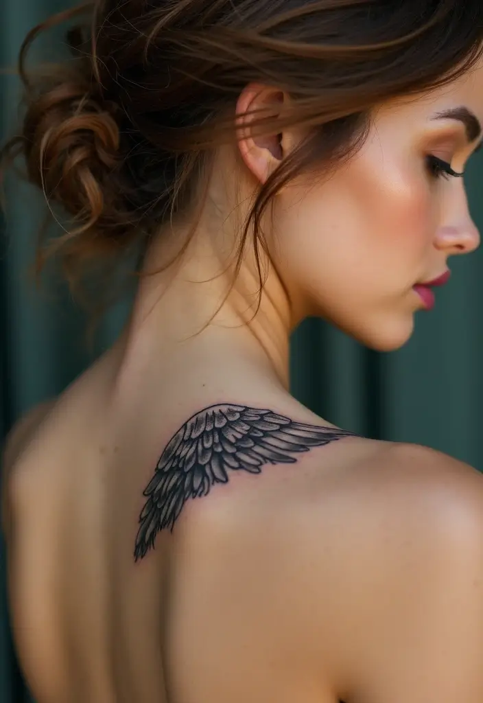 27 Neck Tattoos for Women That Look Bold and Classy - 26. Angel Wings