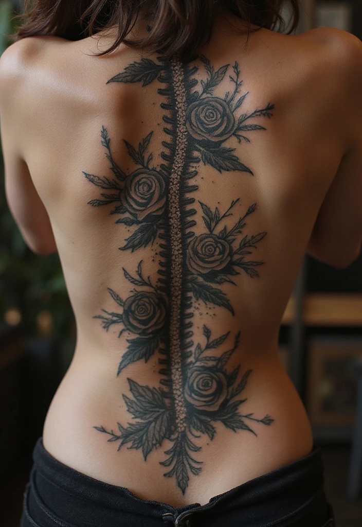 27 Stunning Spine Tattoos for Women: Unique Designs & Meaningful Ideas - 12. Vintage-Inspired Tattoo