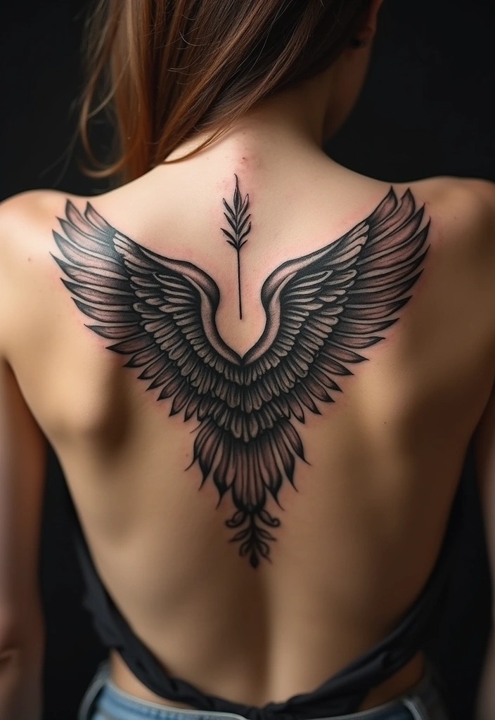 27 Unique Spine Tattoos for Women with Creative Designs - 25. Ethereal Wings