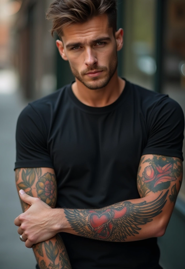 28 Angel Sleeve Tattoos for Men That Reflect Faith and Protection - 20. The Winged Heart