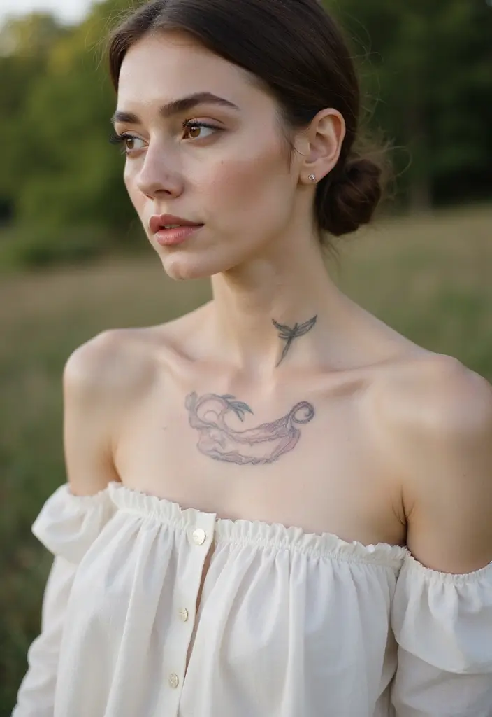 28 Behind the Neck Tattoos for Women That Look Trendy - 15. Simple Waves