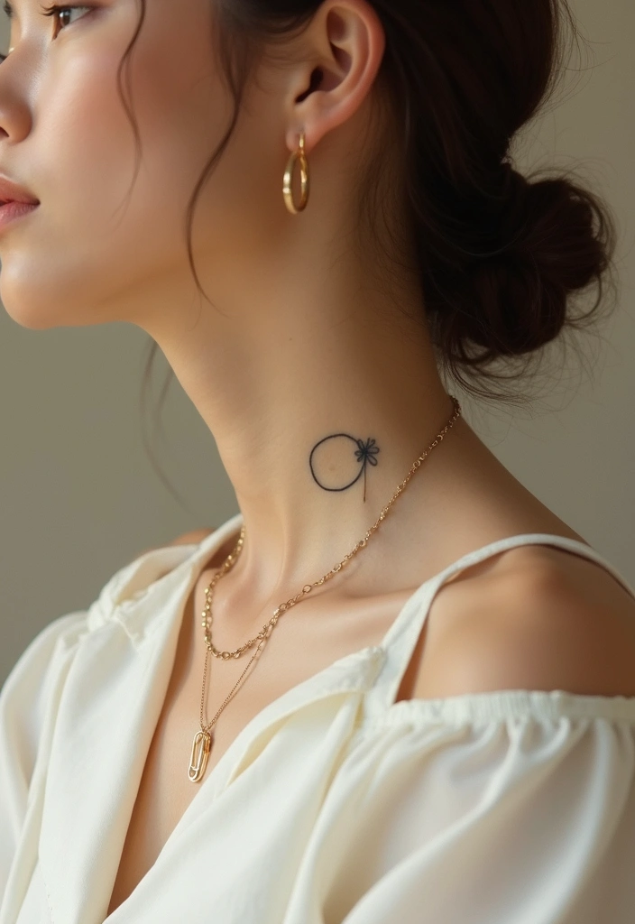 28 Behind the Neck Tattoos for Women That Look Trendy - 18. Simple Circles