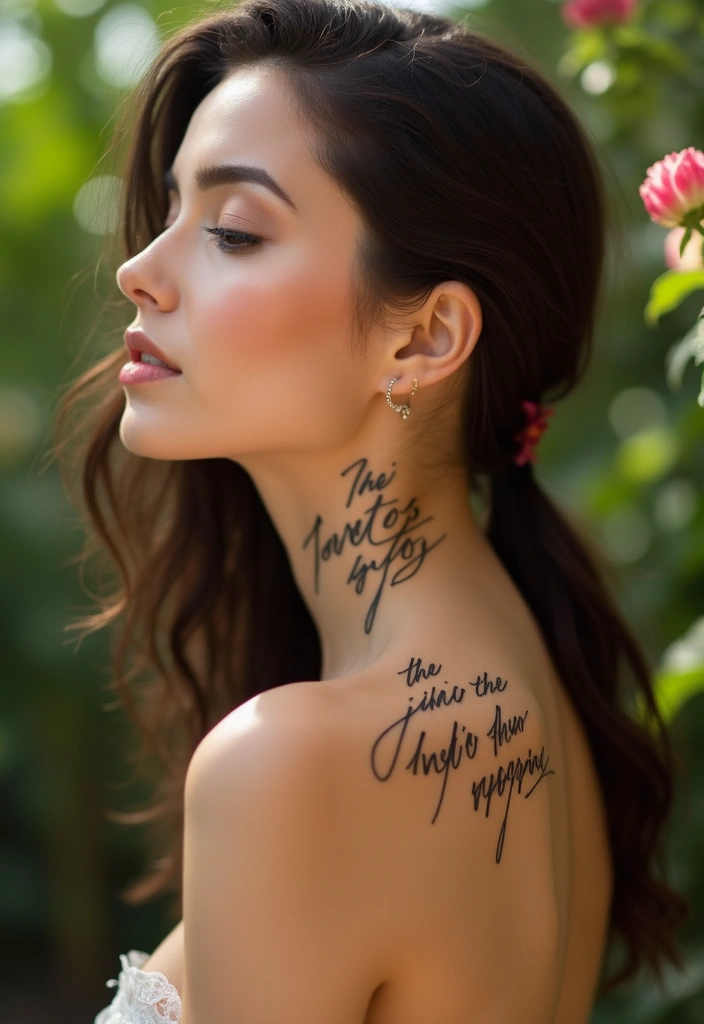 28 Behind the Neck Tattoos for Women That Look Trendy - 3. Inspirational Quotes