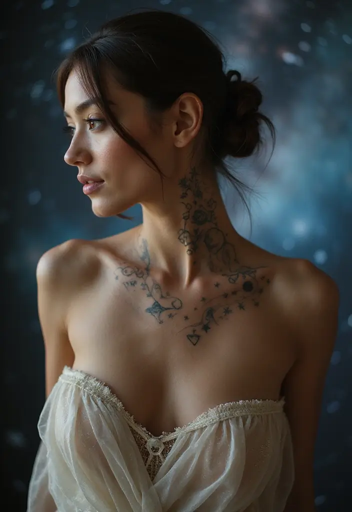 28 Behind the Neck Tattoos for Women That Look Trendy - 4. Celestial Bodies