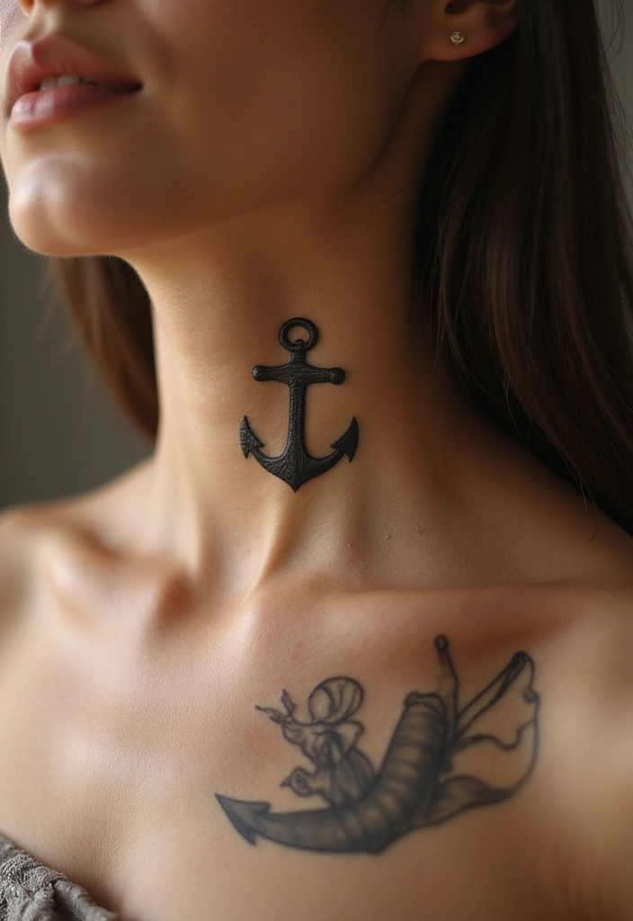 28 Behind the Neck Tattoos for Women That Look Trendy - 5. Anchor Tattoos