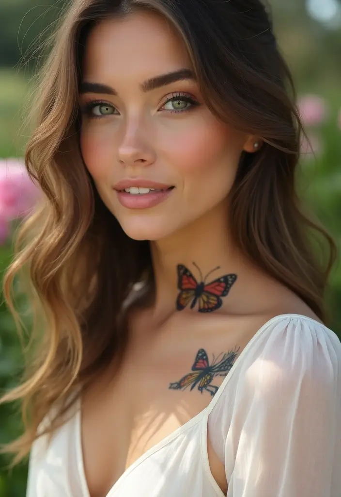28 Behind the Neck Tattoos for Women That Look Trendy - 7. Butterflies