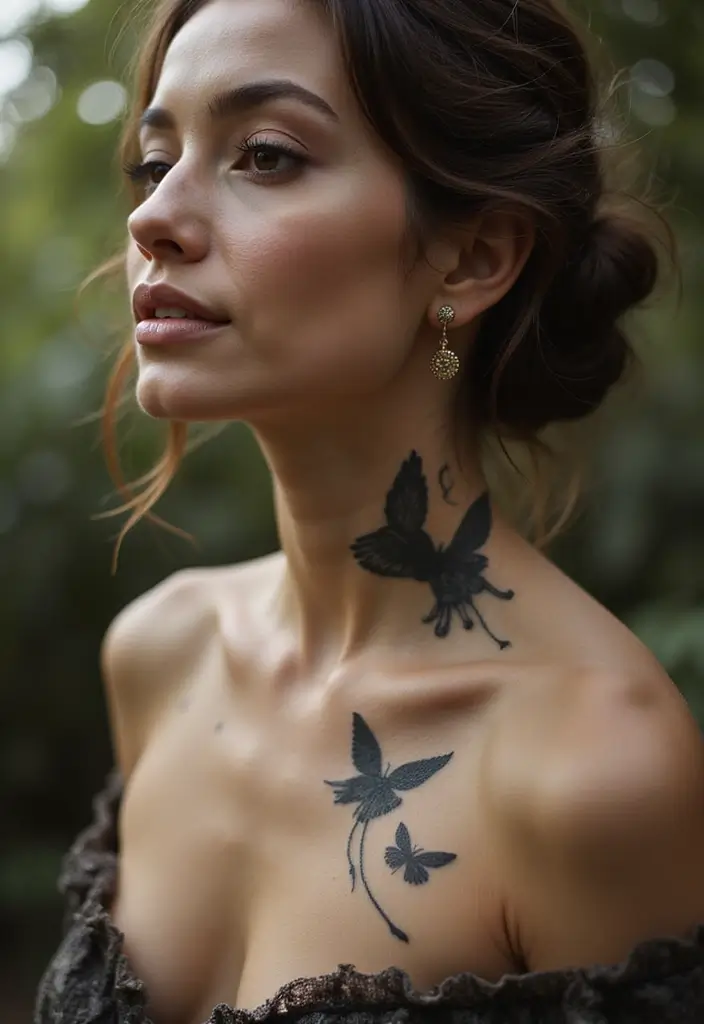 28 Behind the Neck Tattoos for Women That Look Trendy - 9. Animal Silhouettes