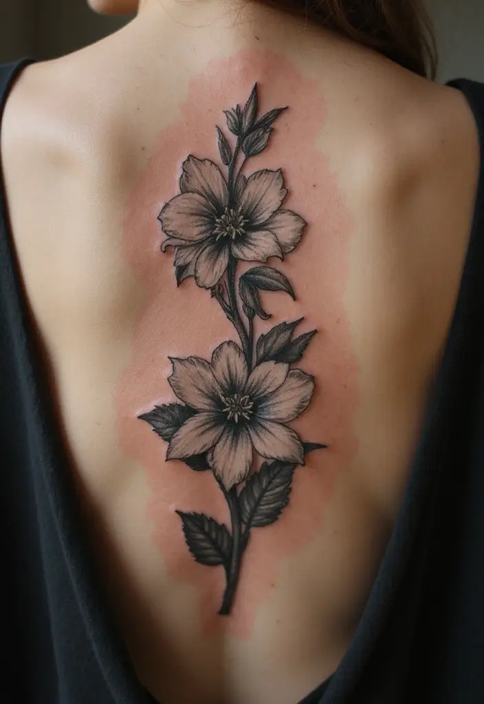 28 Floral Spine Tattoos for Women Inspired by Nature - 23. Vintage Gardenias