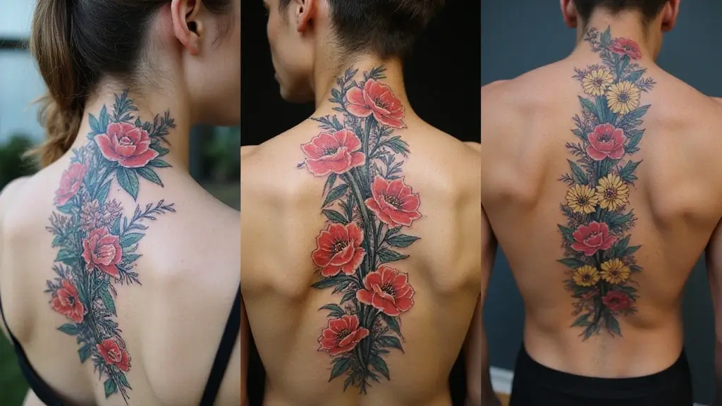 28 Floral Spine Tattoos for Women Inspired by Nature
