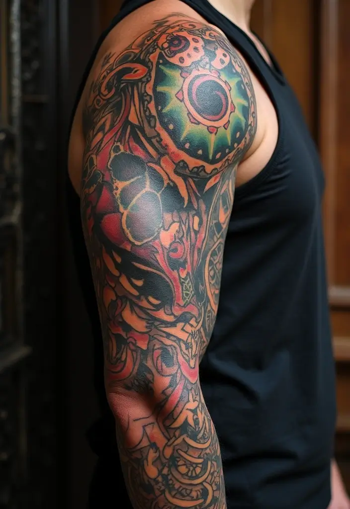 28 Full Sleeve Tattoos for Men That Command Attention - 18. Tribal Fusion
