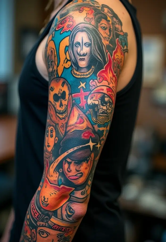 28 Full Sleeve Tattoos for Men That Command Attention - 20. Pop Culture Icons
