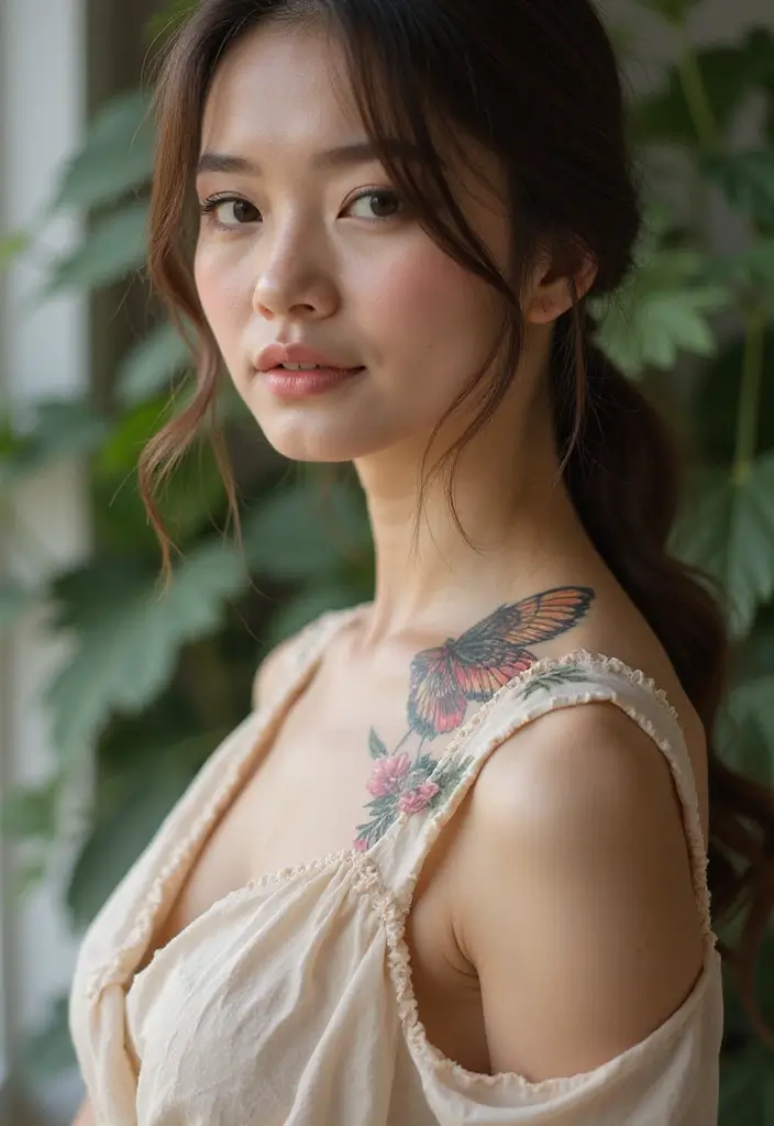 28 Side Neck Tattoos Women Who Like Edgy Designs - 23. Floral Wings for Freedom