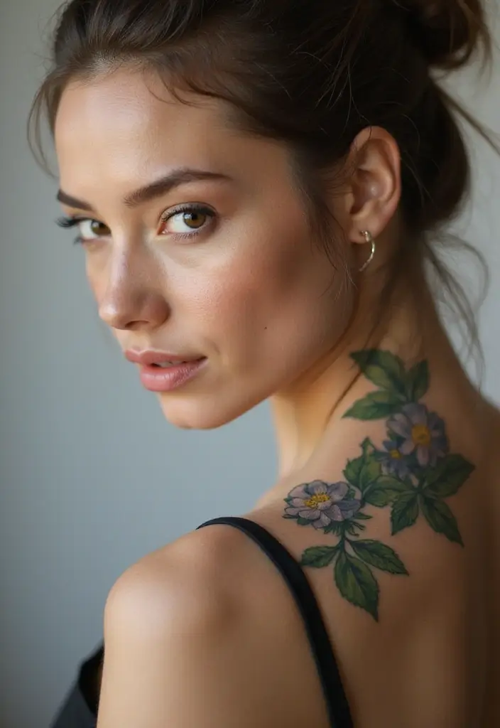 28 Side Neck Tattoos Women Who Like Edgy Designs - 24. Flourishing Vine Designs