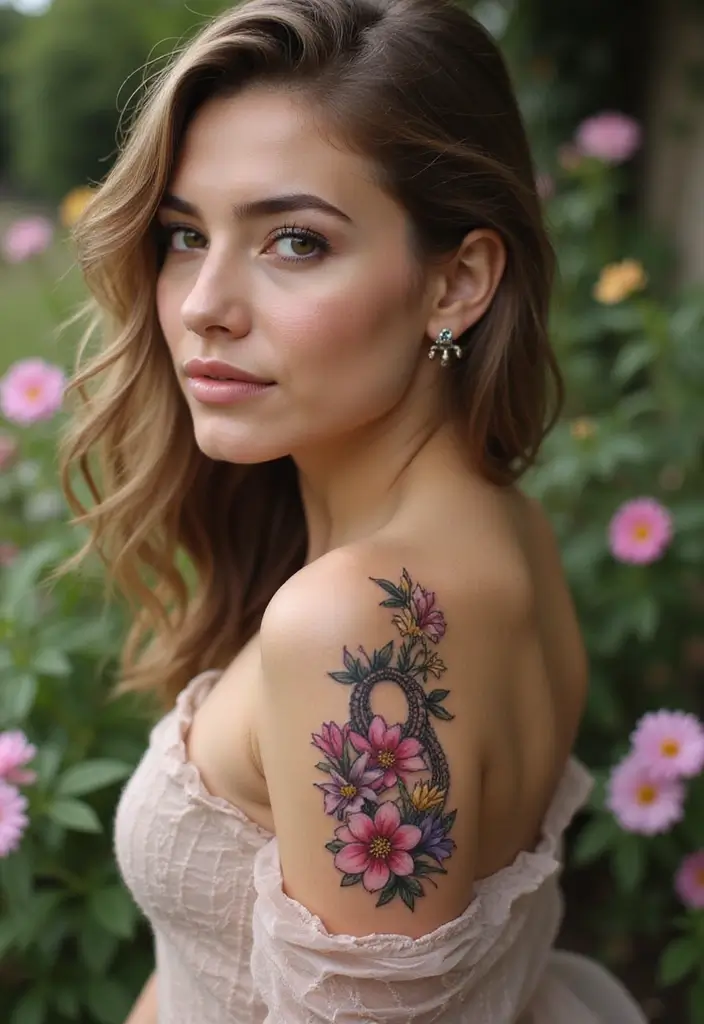 28 Side Neck Tattoos Women Who Like Edgy Designs - 26. Floral Infinity Symbol