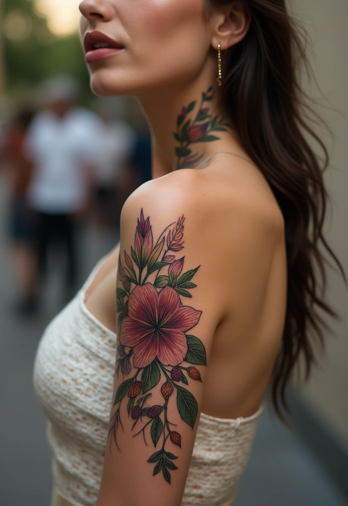 28 Side Neck Tattoos Women Who Like Edgy Designs - 4. Geometric Floral Patterns