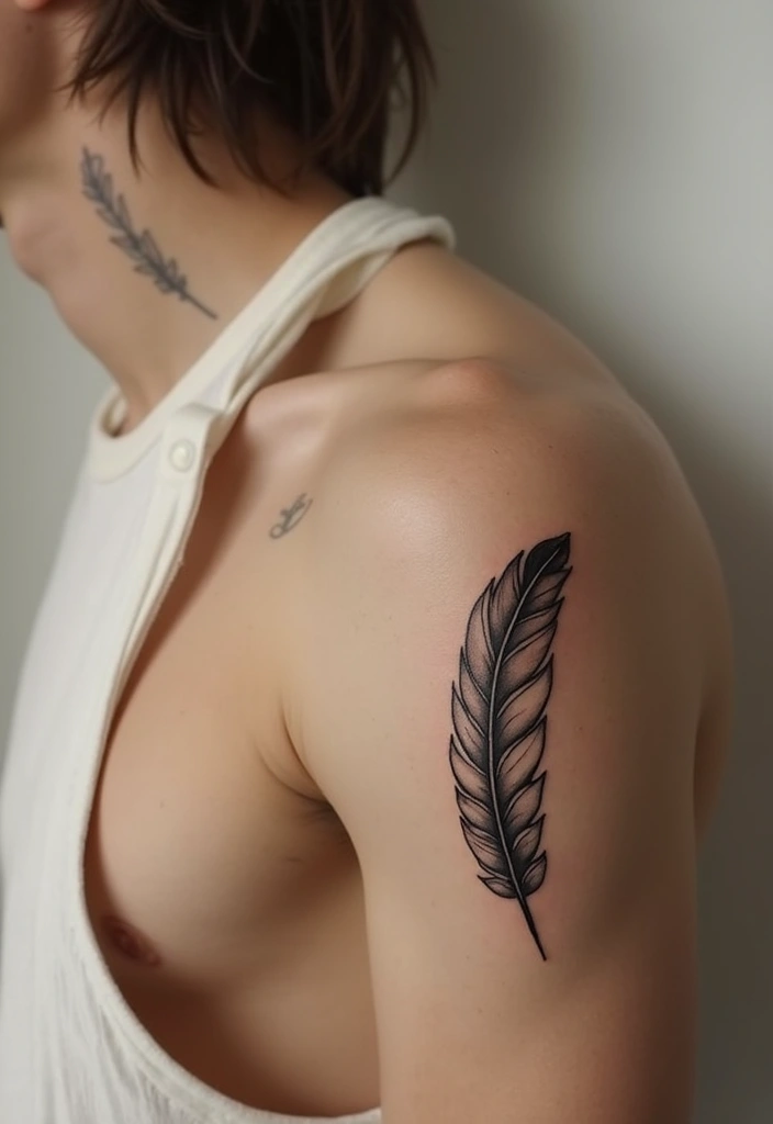 28 Unique Arm Tattoos for Men That Stand Out from the Crowd - 16. Minimalist Feathers