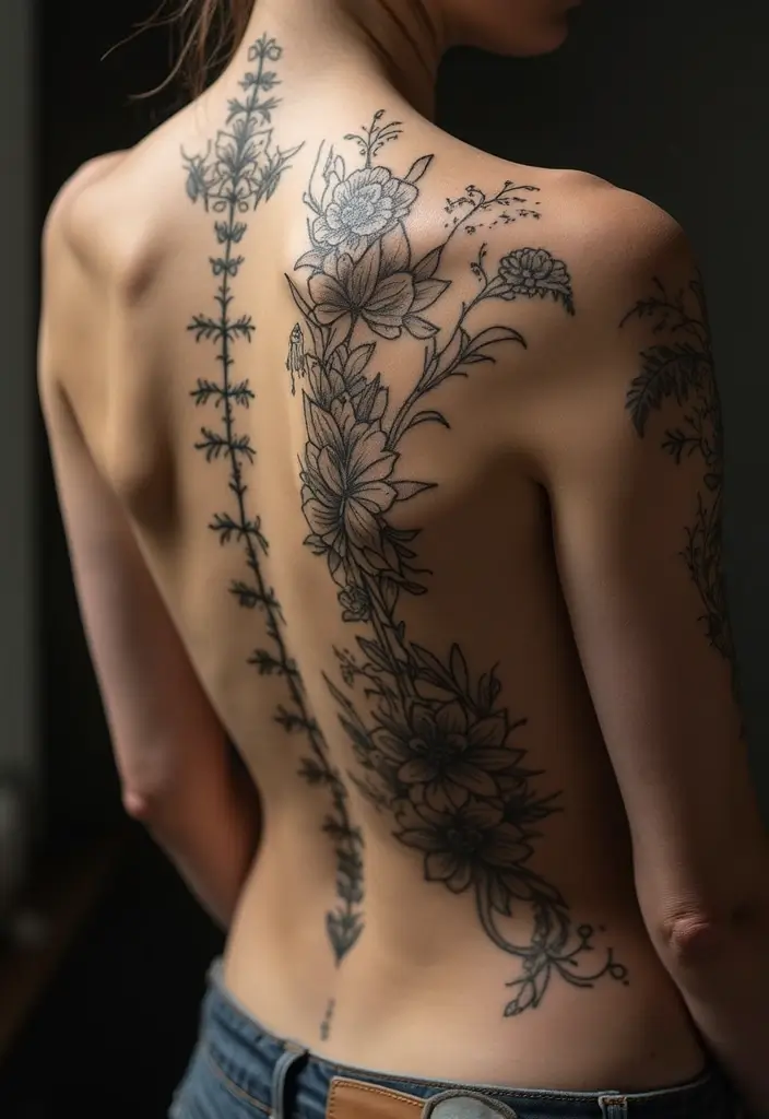 29 Delicate Spine Tattoos for Women Who Love - 25. Vintage-Inspired Tattoos