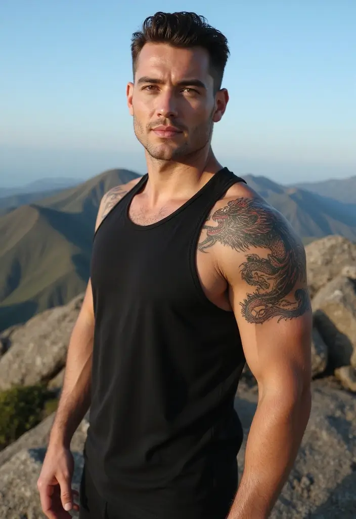 29 Dragon Sleeve Tattoos for Men That Symbolize Strength - 14. Dragon on a Mountain