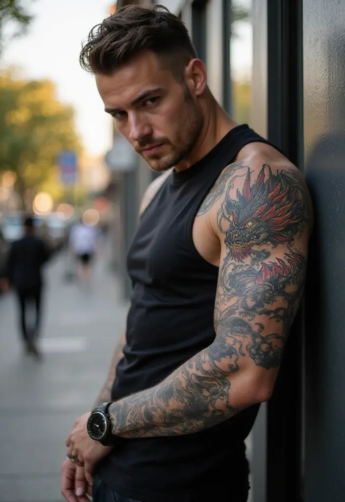 29 Dragon Sleeve Tattoos for Men That Symbolize Strength - 3. Ancient Chinese Dragon