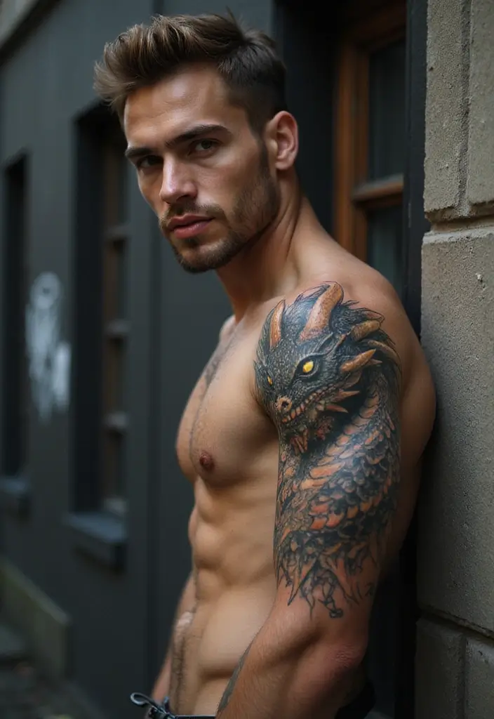 29 Dragon Sleeve Tattoos for Men That Symbolize Strength - 8. Realistic Dragon Ink
