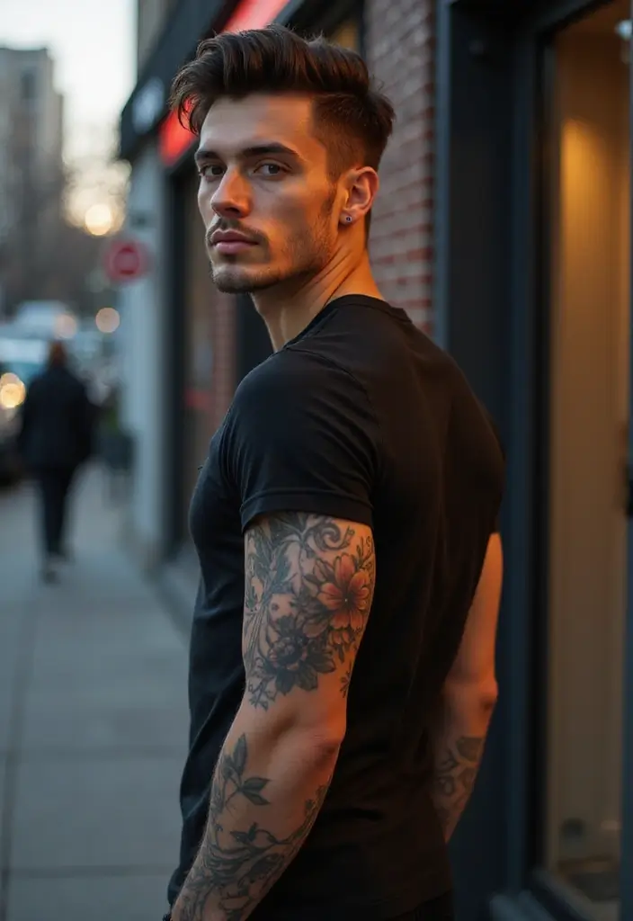 29 Large Arm Tattoos for Men That Capture Attention - 14. Geometric Patterns with Floral Elements