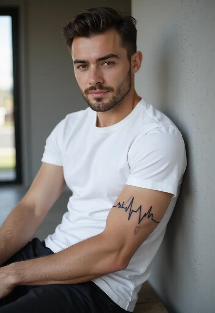 29 Large Arm Tattoos for Men That Capture Attention - 29. Geometric Heartbeat Tattoos