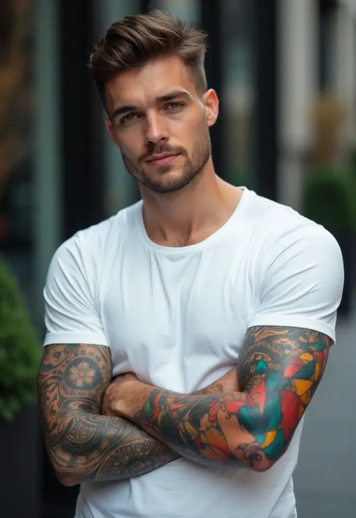 29 Large Arm Tattoos for Men That Capture Attention - 5. Abstract Geometric Art