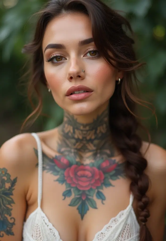 29 Neck Tattoos Women Love for Their Elegant Vibe - 27. Ink and Watercolor Blends