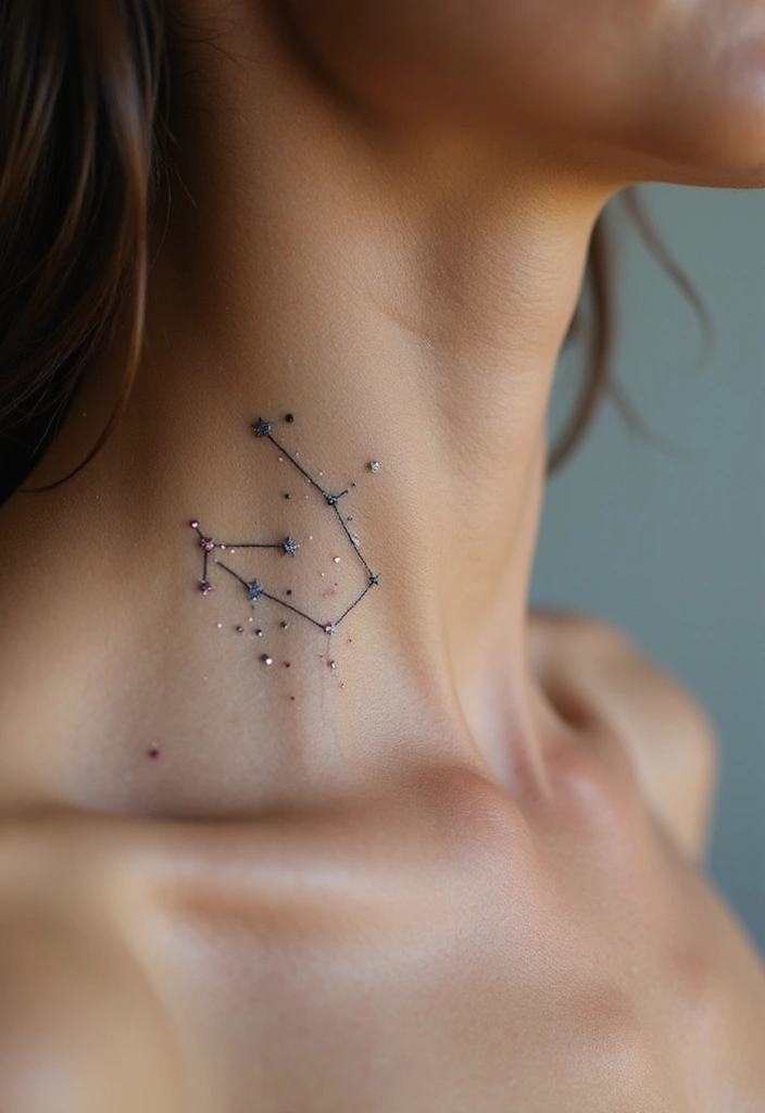 29 Neck Tattoos Women Love for Their Elegant Vibe - 6. Stars and Constellations