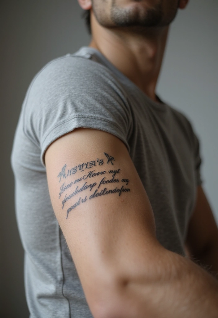 29 Religious Sleeve Tattoos for Men That Express Faith - 4. Biblical Quotes in Script