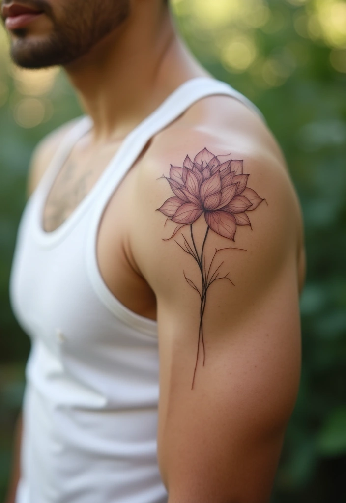 29 Religious Sleeve Tattoos for Men That Express Faith - 8. The Lotus Flower