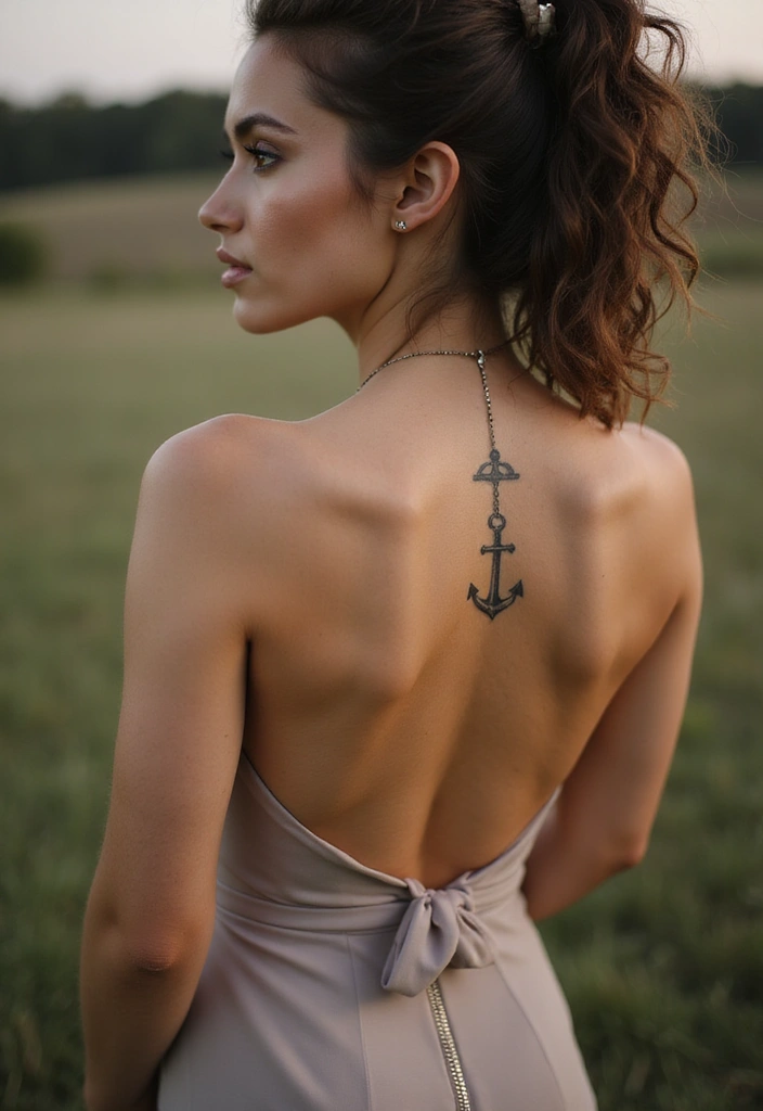 29 Simple Spine Tattoos for Women That Are Subtle and Chic - 19. Anchor Tattoos
