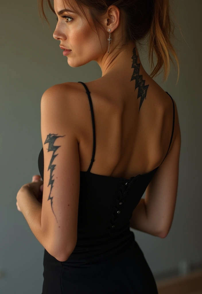 29 Simple Spine Tattoos for Women That Are Subtle and Chic - 21. Lightning Bolt Tattoos