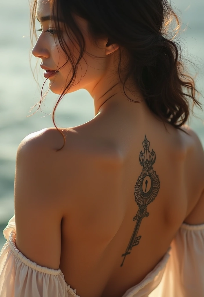 29 Simple Spine Tattoos for Women That Are Subtle and Chic - 26. Keyhole Tattoos