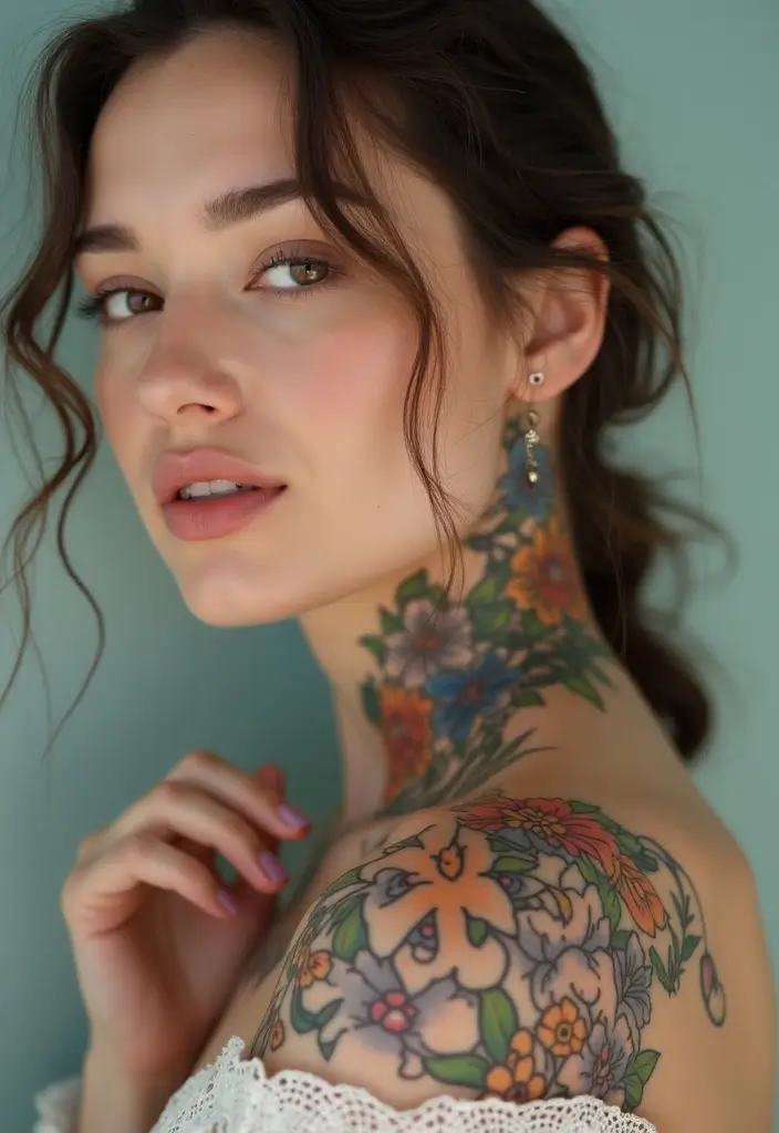 29 Throat Tattoos Women Wear as a Bold Fashion Statement - 11. Floral Mandalas