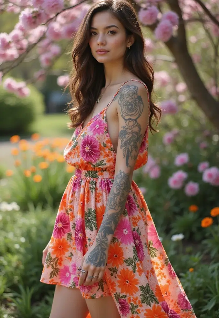 29 Throat Tattoos Women Wear as a Bold Fashion Statement - 16. Color Splash Flowers