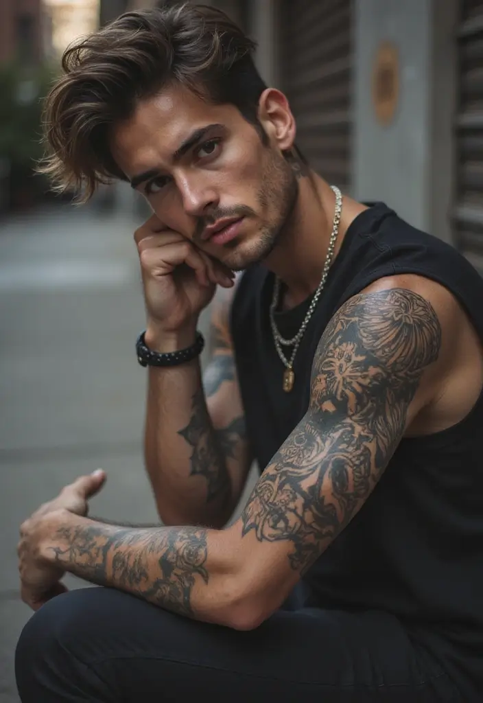 30 Cross Sleeve Tattoos for Men That Carry Deep Meaning - 19. Cross with Tribal Patterns