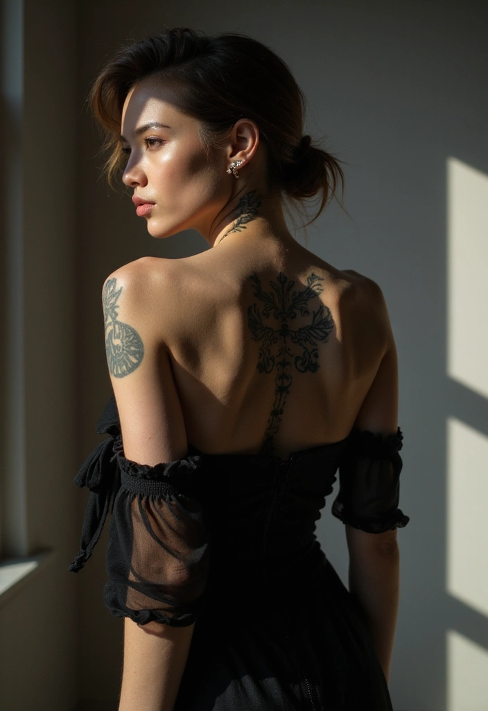 30 Dainty Spine Tattoos for Women That Look Effortlessly Chic - 20. Shadow and Light Effects