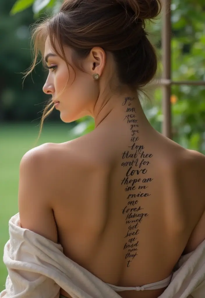 30 Dainty Spine Tattoos for Women That Look Effortlessly Chic - 6. Inspirational Quotes