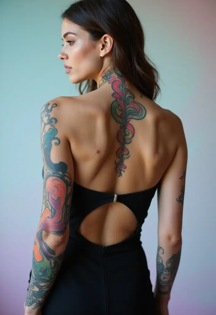 30 Dainty Spine Tattoos for Women That Look Effortlessly Chic - 8. Abstract Designs