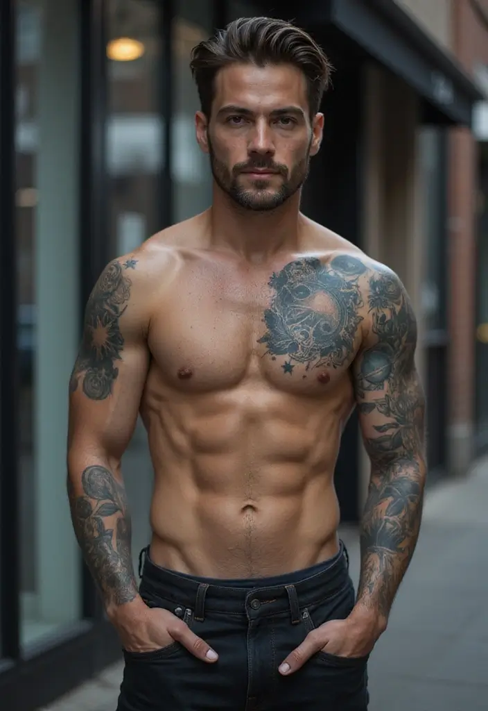 30 Geometric Sleeve Tattoos for Men with Modern Vibes - 18. Geometric Space Themes