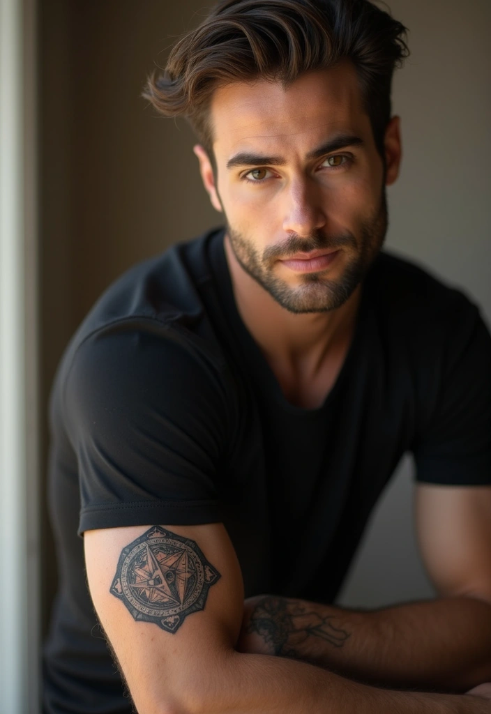 30 Geometric Sleeve Tattoos for Men with Modern Vibes - 27. Fortune Teller Designs