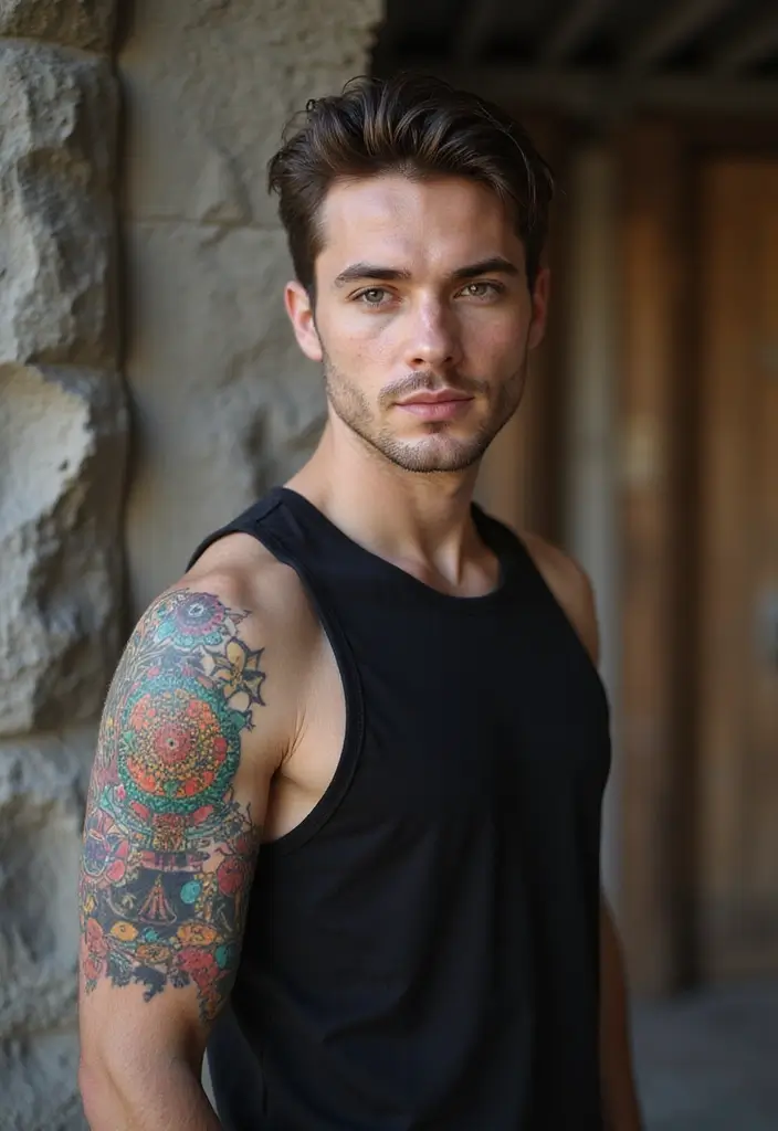 30 Geometric Sleeve Tattoos for Men with Modern Vibes - 28. Geometric Mosaic Patterns