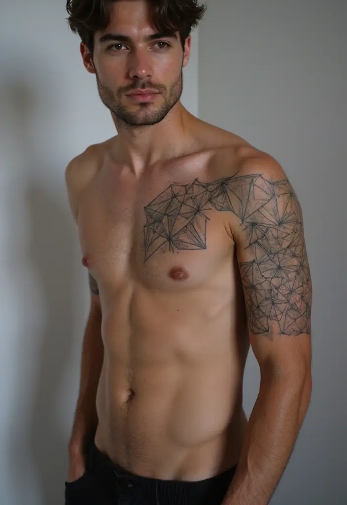 30 Geometric Sleeve Tattoos for Men with Modern Vibes - 29. Geometric Frameworks