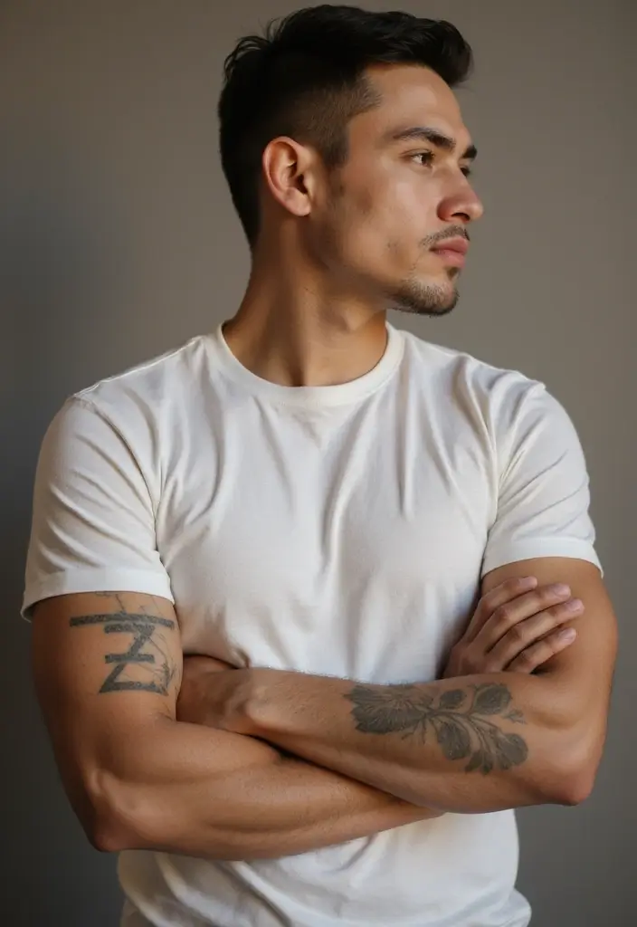 30 Geometric Sleeve Tattoos for Men with Modern Vibes - 4. Minimalist Lines