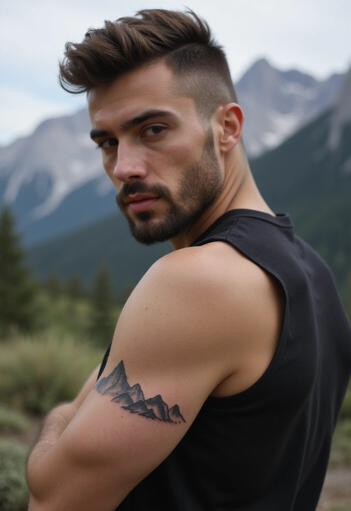 30 Simple Arm Tattoos for Men That Are Effortlessly Stylish - 1. Simple Mountain Range