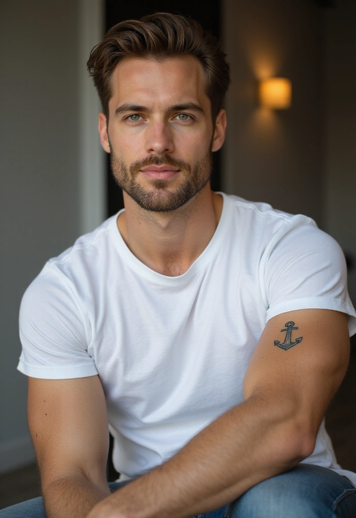 30 Simple Arm Tattoos for Men That Are Effortlessly Stylish - 10. Small Anchor Tattoo