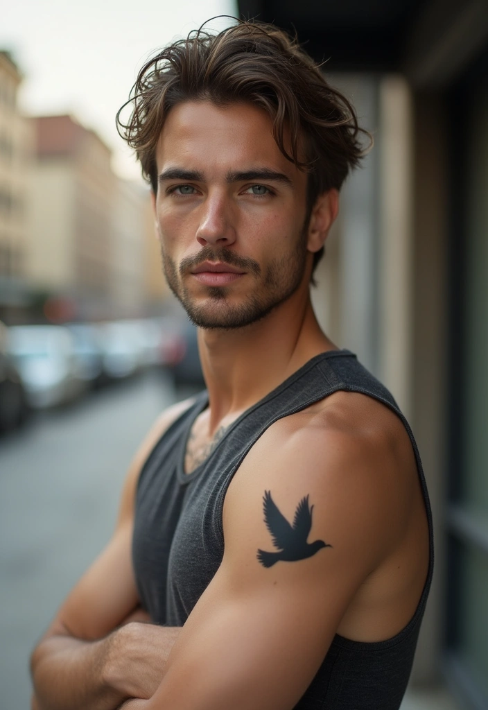 30 Simple Arm Tattoos for Men That Are Effortlessly Stylish - 11. Minimalist Bird Silhouette